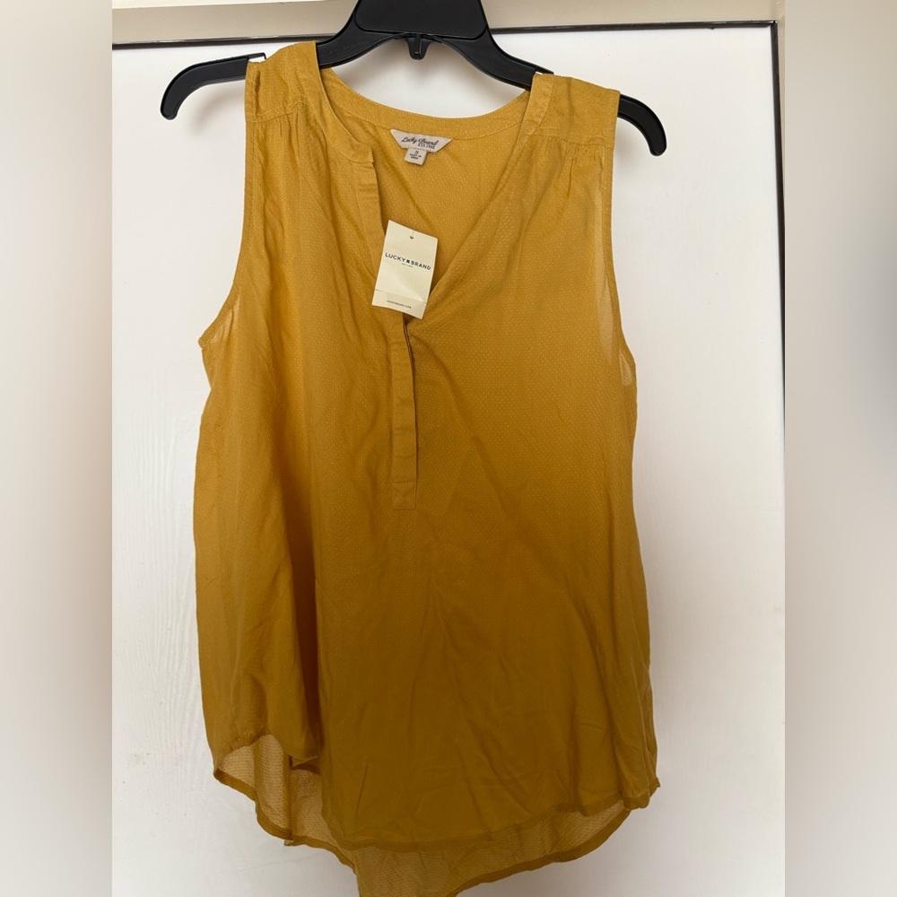 Lucky Brand Mustard Yellow Textured Fabric top